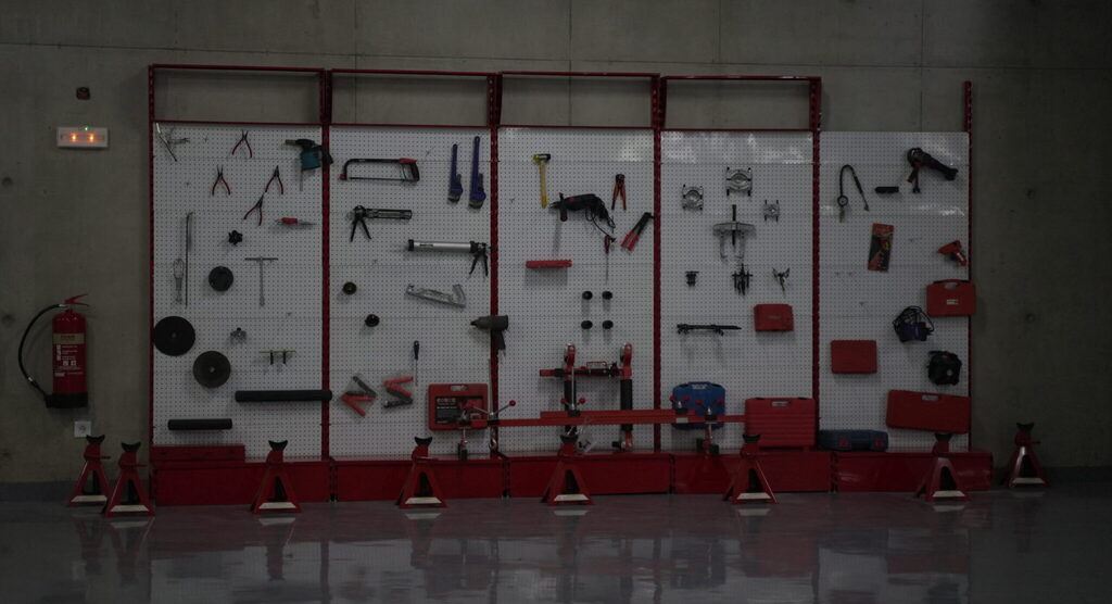The tool wall inside the Monza SAL workshop