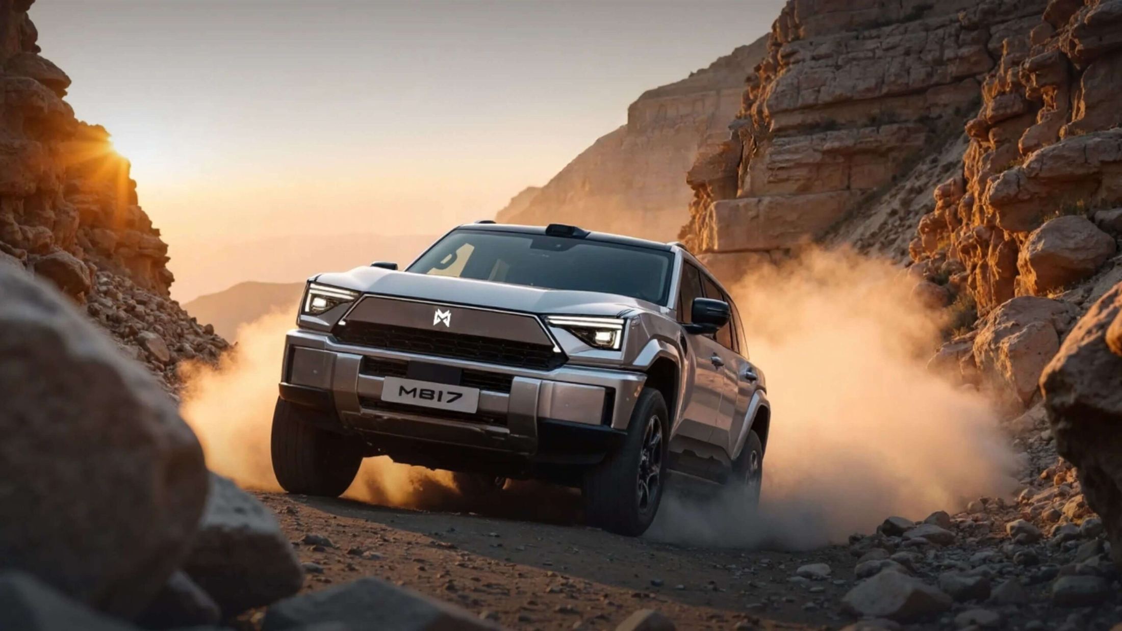 MHERO II powering through a mountain pass at sunset